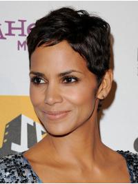 Remy Human Hair Full Lace Cropped Boycuts Soft 6" Halle Berry Wigs