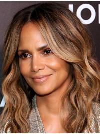 Synthetic Lace Front Long Without Bangs Suitable 16" Halle Berry Wigs