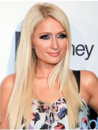 Remy Human Hair Long 100% Hand-Tied Without Bangs Fashion Paris Hilton Wigs