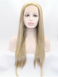 Long Synthetic 24 Inches Blonde Lace Front Wig