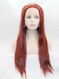 Red Long 26 Inches Best Synthetic Lace Front Wigs