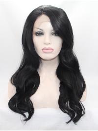 Black Long Synthetic Colorful Lace Front Wigs With Bangs