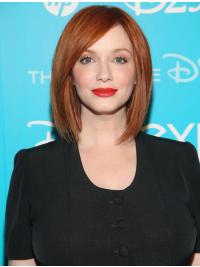 Trendy Without Bangs Copper Straight Chin Length 12" Christina Hendricks Wigs