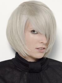 Chin Length Grey 12 Inches Women'S Fashion Wig